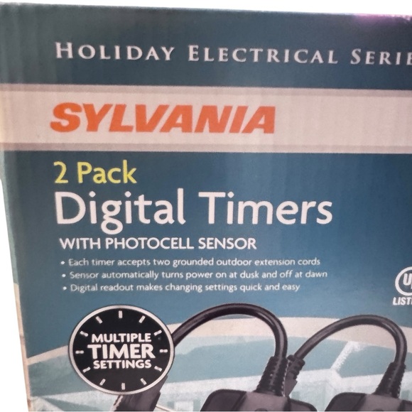 Sylvania 2-Pack Digital Timers w/ Photocell Sensor NIB w/ Manual Model V2045-60 - Picture 8 of 11